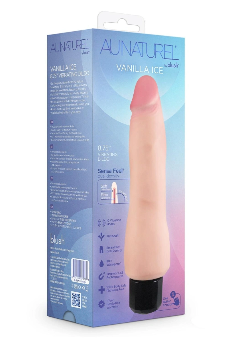 Vibrator Realist Au Naturel Sensa Feel, Dubla Densitate, 10 Moduri Vibratii, USB, Natural, 22.2 cm, #12, Erotic24.ro