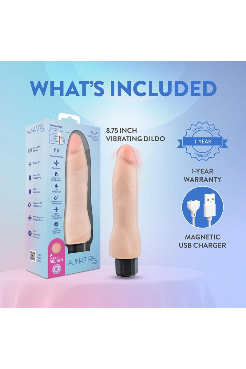 Vibrator Realist Au Naturel Sensa Feel, Dubla Densitate, 10 Moduri Vibratii, USB, Natural, 22.2 cm, #10, Erotic24.ro