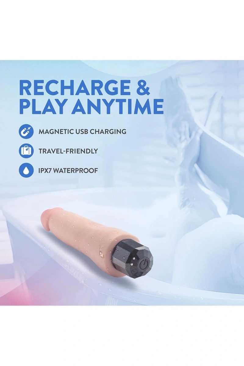 Vibrator Realist Au Naturel Sensa Feel, Dubla Densitate, 10 Moduri Vibratii, USB, Natural, 22.2 cm, #11, Erotic24.ro