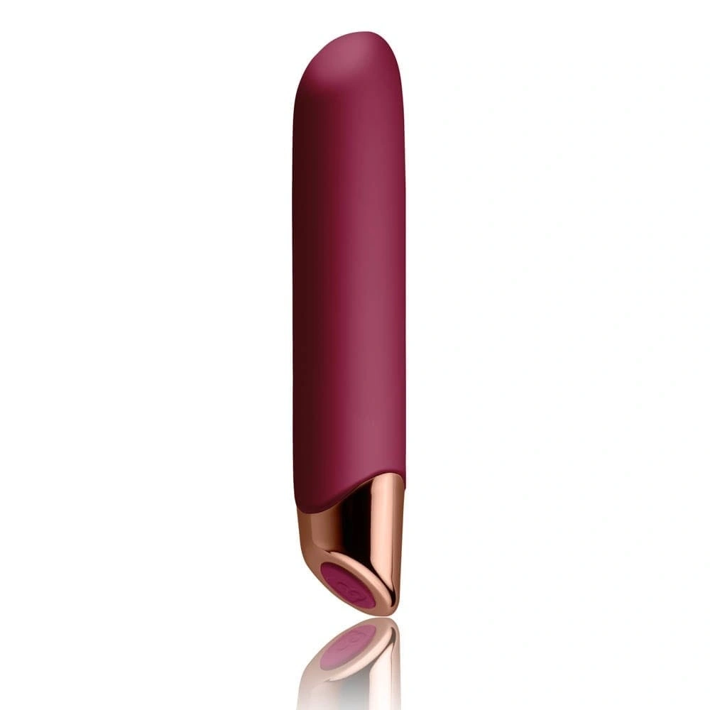 Vibrator Chaiamo 10 Moduri Vibratii, Silicon, USB, Burgundy/Auriu, 16.5 cm
