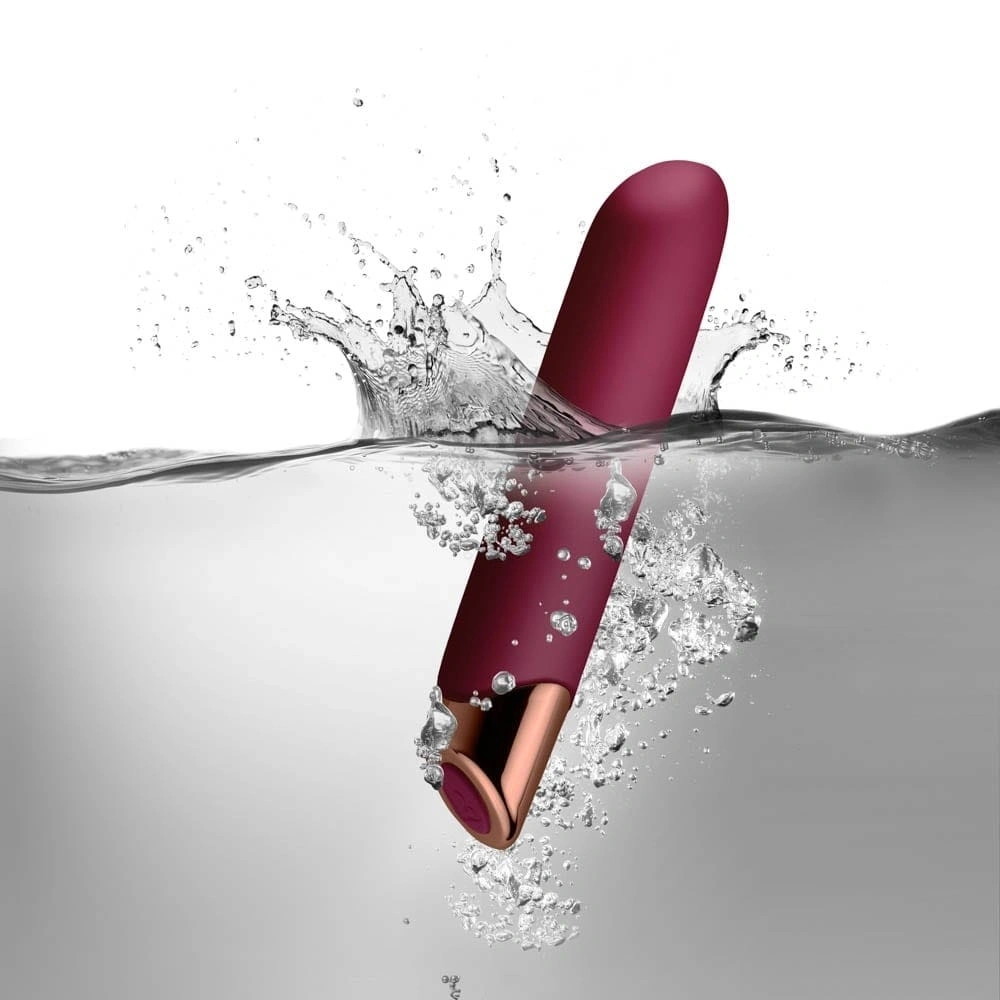 Vibrator Chaiamo 10 Moduri Vibratii, Silicon, USB, Burgundy/Auriu, 16.5 cm, #7, Erotic24.ro