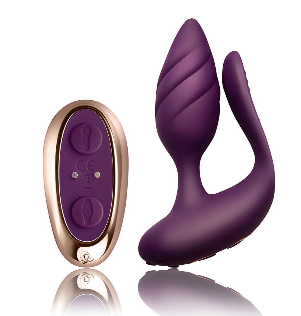 Vibrator Cuplu Cocktail, Remote Control, 10 Moduri Vibratii, USB, Silicon, Violet