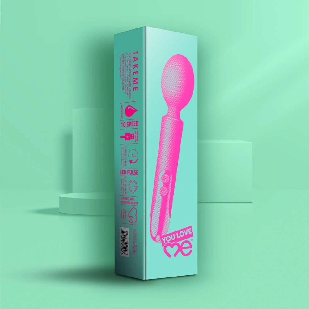 Vibrator Wand Take Me, 10 Moduri Vibratii, Silicon, Bej, 22.9 cm, Nr. 6, Erotic24.ro