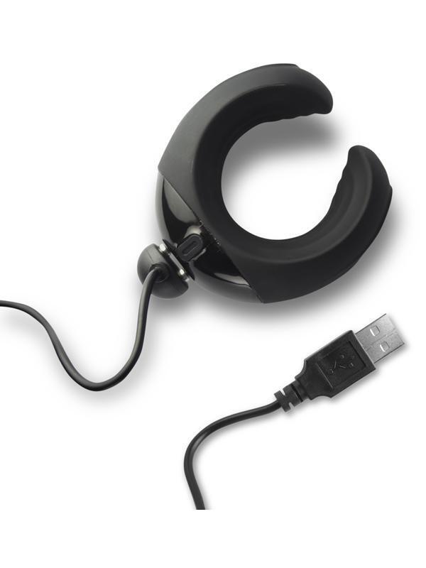 Masturbator C-Shape Echo, 10 Moduri Vibratii, Silicon, Negru, #2, Erotic24.ro