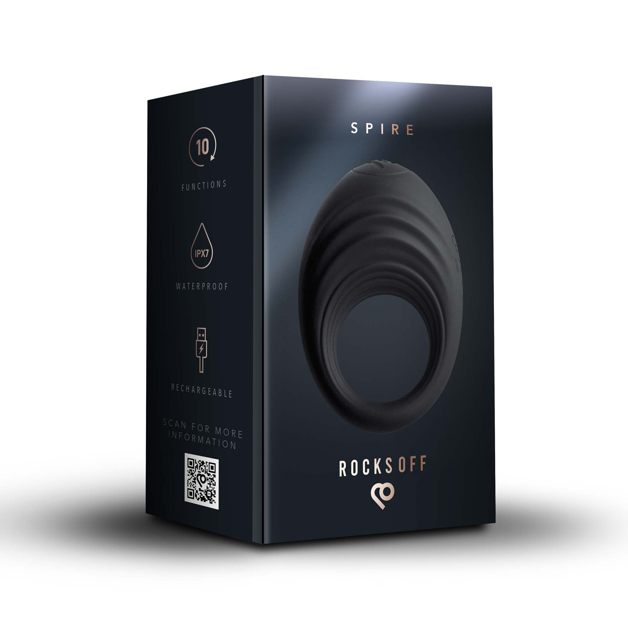 Inel de Penis Spire, 10 Moduri Vibratii, Silicon, USB, Negru, Nr. 5, Erotic24.ro