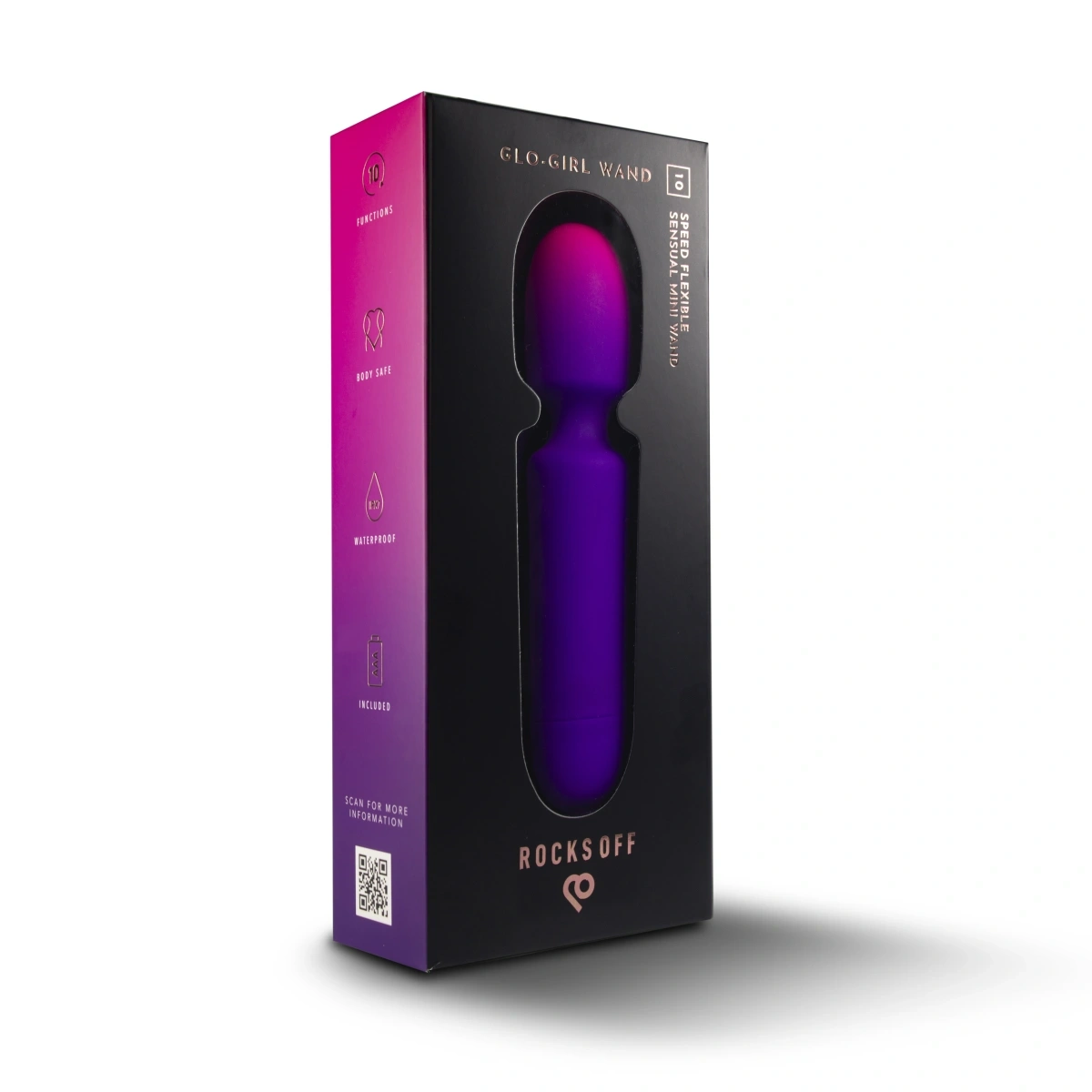 Vibrator Wand Glo-Girl, 10 Moduri Vibratii, Silicon, Mov, 16.9 cm, #3, Erotic24.ro