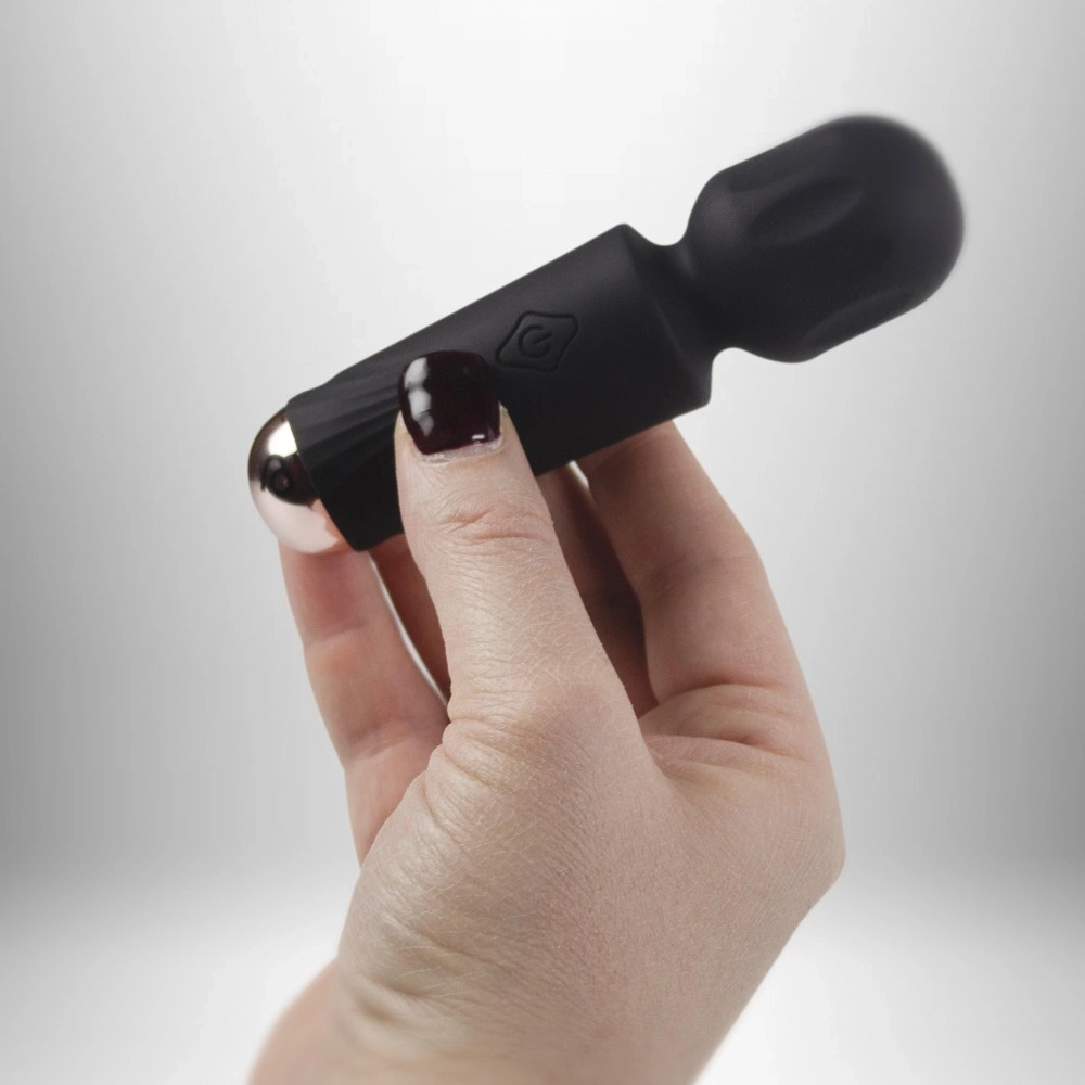 Vibrator Mini Wand Black Tulip, 16 Moduri Vibratii, Silicon, USB, Negru, 11.5 cm, Nr. 5, Erotic24.ro