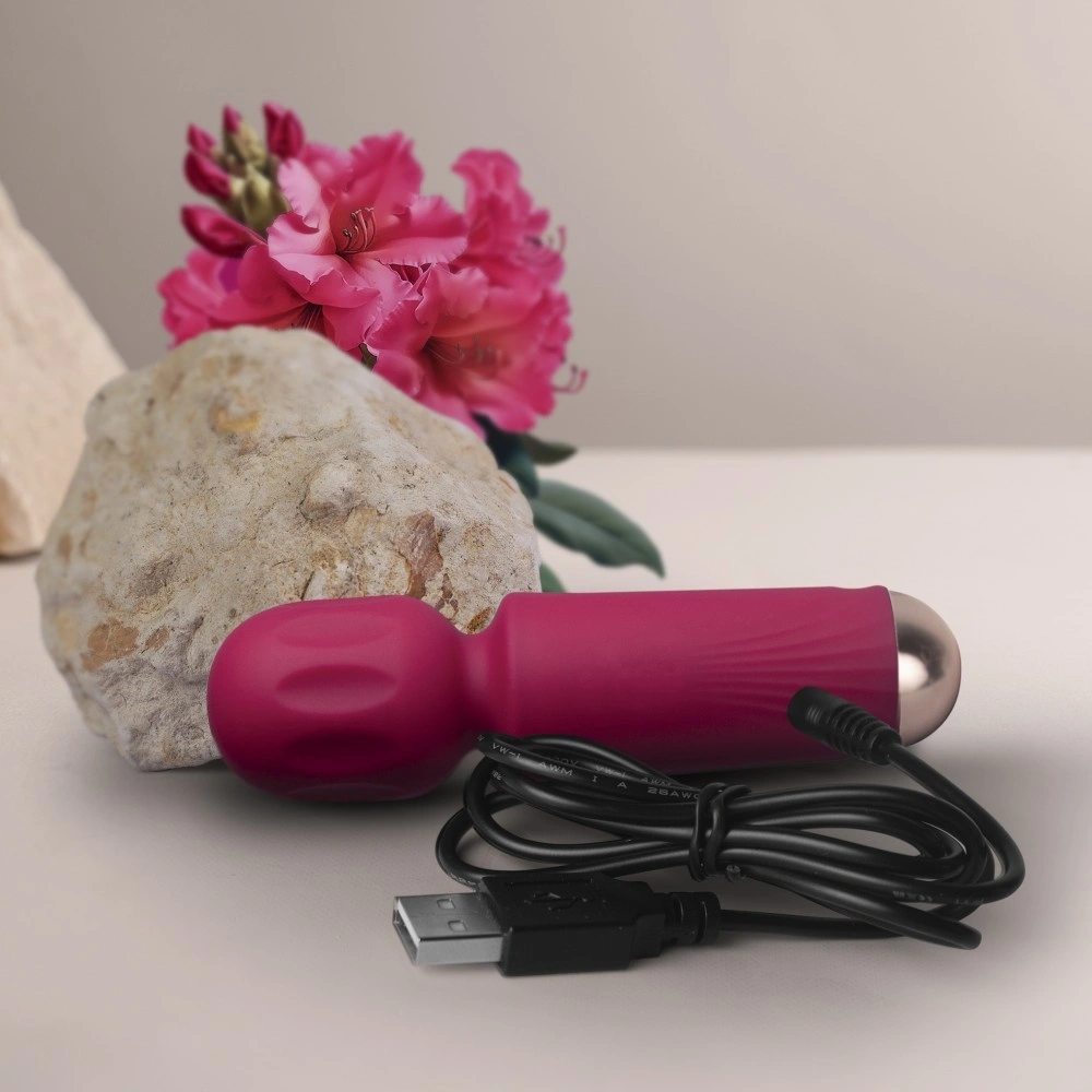 Vibrator Mini Wand Azalea Red, 16 Moduri Vibratii, Silicon, USB, Rosu, 11.5 cm, Nr. 4, Erotic24.ro