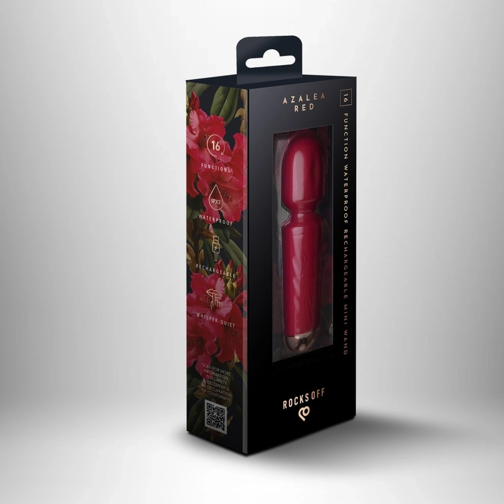 Vibrator Mini Wand Azalea Red, 16 Moduri Vibratii, Silicon, USB, Rosu, 11.5 cm, Nr. 8, Erotic24.ro