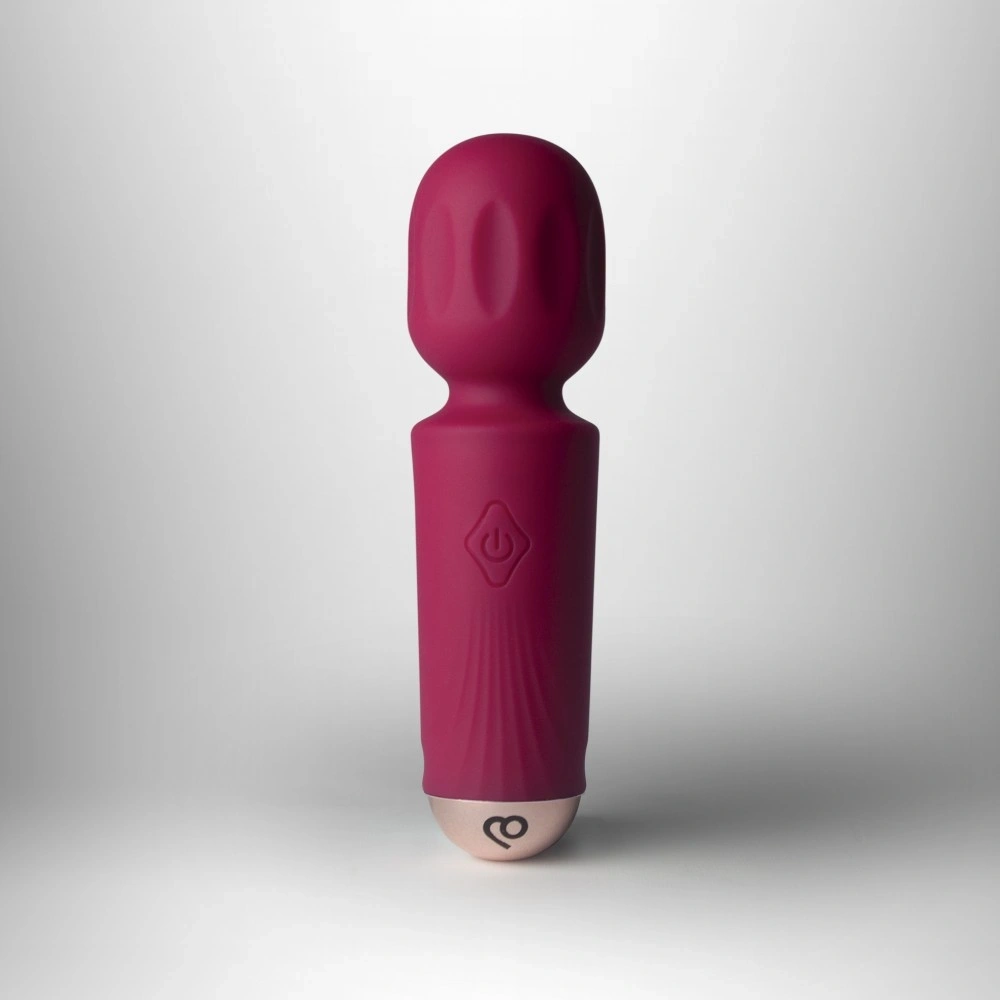 Jucarii Sexuale, Vibrator Mini Wand Azalea Red, 16 Moduri Vibratii, Silicon, USB, Rosu, 11.5 cm, Erotic24.ro