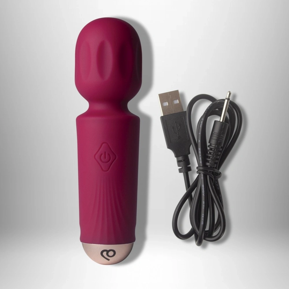 Vibrator Mini Wand Azalea Red, 16 Moduri Vibratii, Silicon, USB, Rosu, 11.5 cm, Nr. 3, Erotic24.ro