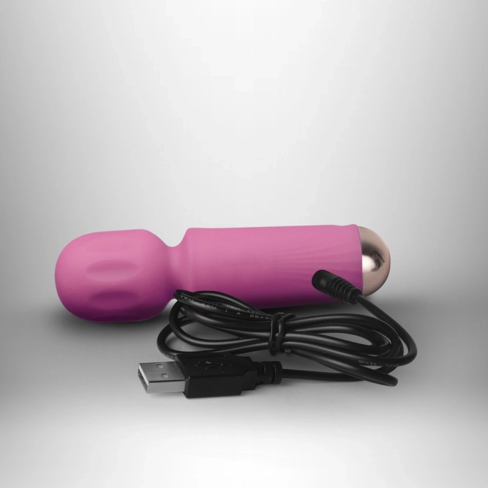 Vibrator Mini Wand Peony Pink, 16 Moduri Vibratii, Silicon, USB, Roz, 11.5 cm, #4, Erotic24.ro