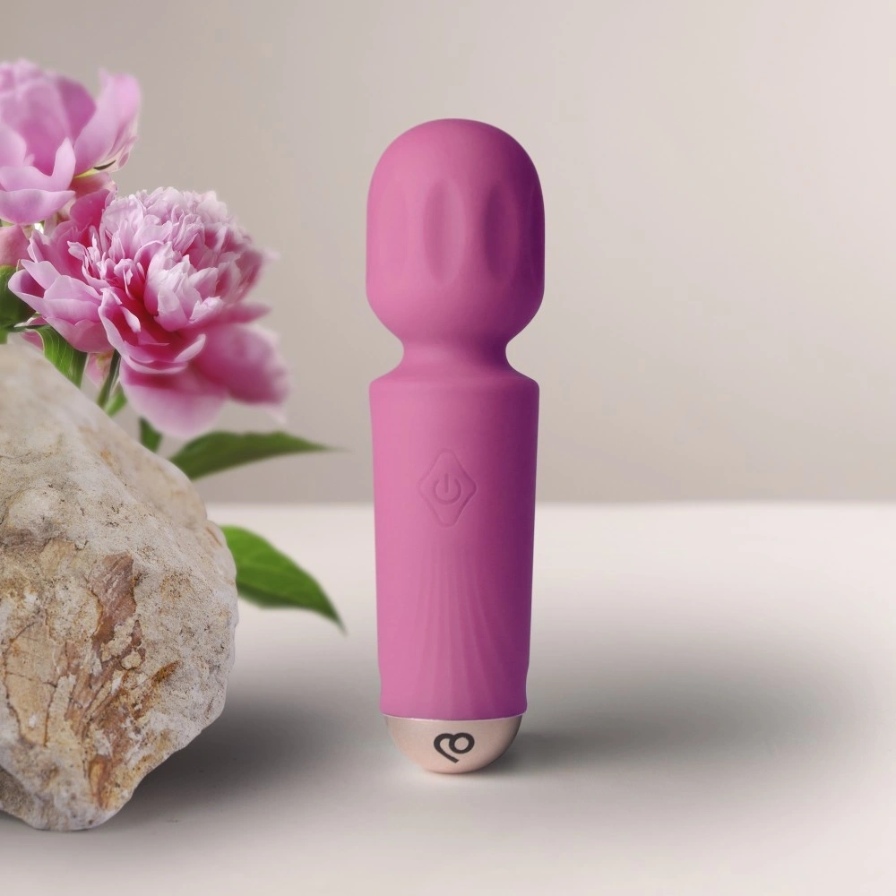 Vibrator Mini Wand Peony Pink, 16 Moduri Vibratii, Silicon, USB, Roz, 11.5 cm, #1, Erotic24.ro