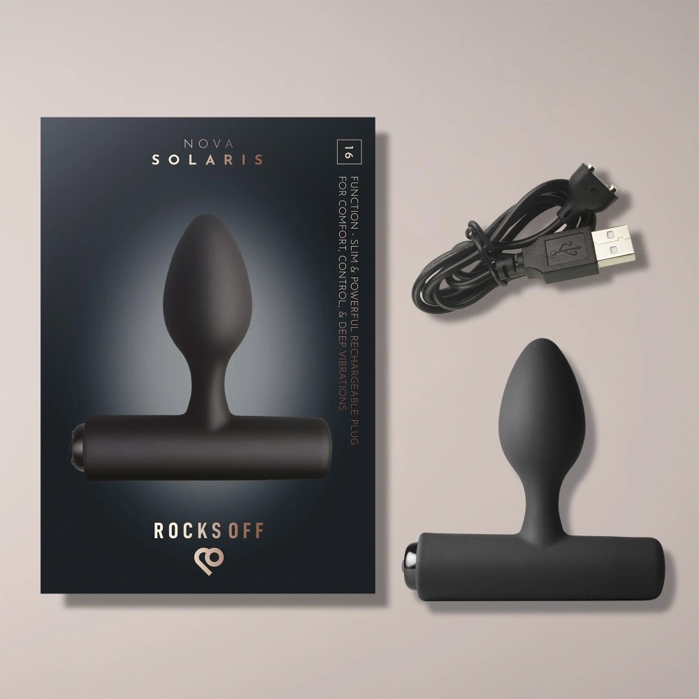 Vibrator Anal NOVA Solaris16 Moduri Vibratii, Silicon, USB Magnetic, Negru, 10 cm, #7, Erotic24.ro