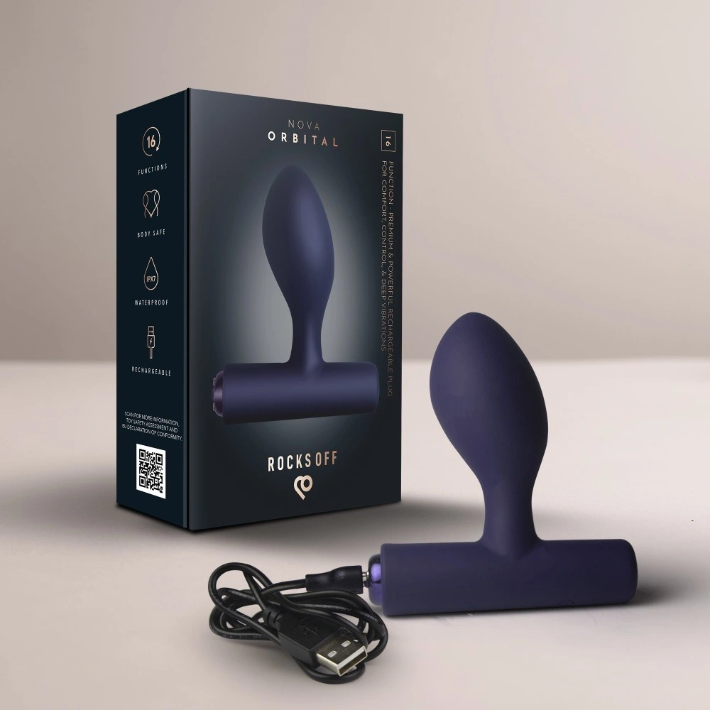 Vibrator Anal NOVA Orbital 16 Moduri Vibratii, Silicon, USB Magnetic, Mov Inchis, 10.5 cm, #8, Erotic24.ro