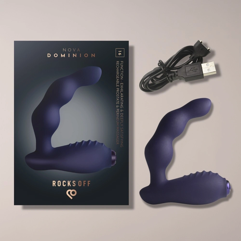 Stimulator Anal Dominion NOVA, 16 Moduri Vibratii, Silicon, USB Magnetic, Albastru Inchis, 11 cm, #9, Erotic24.ro