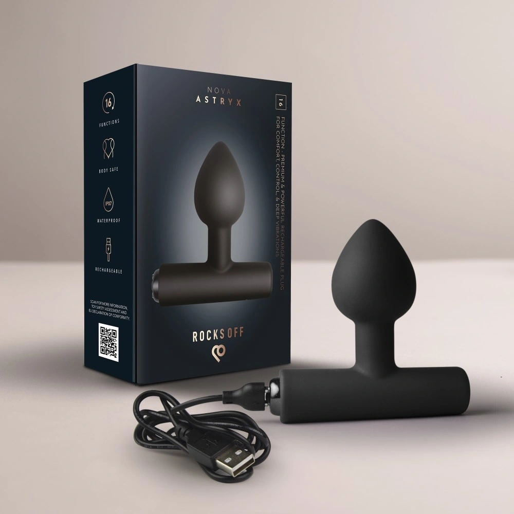 Vibrator Anal NOVA Astryx 16 Moduri Vibratii, Silicon, USB Magnetic, Negru, 9.5 cm, #8, Erotic24.ro