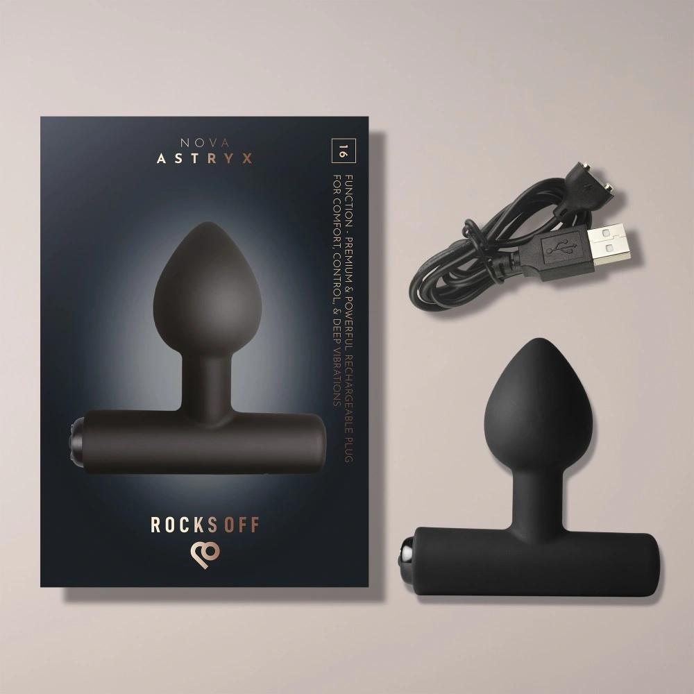 Vibrator Anal NOVA Astryx 16 Moduri Vibratii, Silicon, USB Magnetic, Negru, 9.5 cm, #10, Erotic24.ro