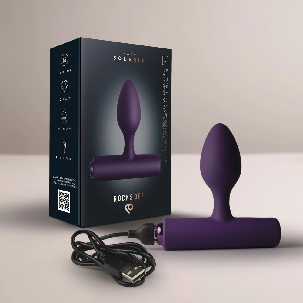 Vibrator Anal NOVA Solaris16 Moduri Vibratii, Silicon, USB Magnetic, Mov, 10 cm, #7, Erotic24.ro