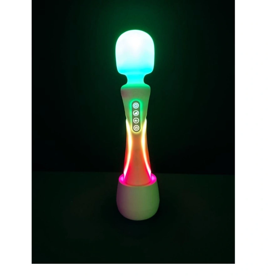 Vibrator Paradise Illumination The Wand, Control Aplicatie Mobila, Lumina Led, Silicon, USB Magnetic, Alb, 22.8 cm, #7, Erotic24.ro