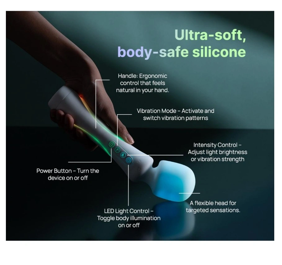 Vibrator Paradise Illumination The Wand, Control Aplicatie Mobila, Lumina Led, Silicon, USB Magnetic, Alb, 22.8 cm, #10, Erotic24.ro