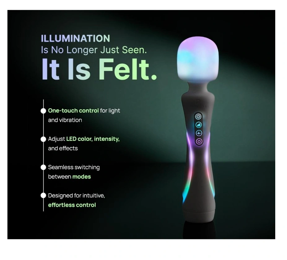 Vibrator Paradise Illumination The Wand, Control Aplicatie Mobila, Lumina Led, Silicon, USB Magnetic, Alb, 22.8 cm, #9, Erotic24.ro