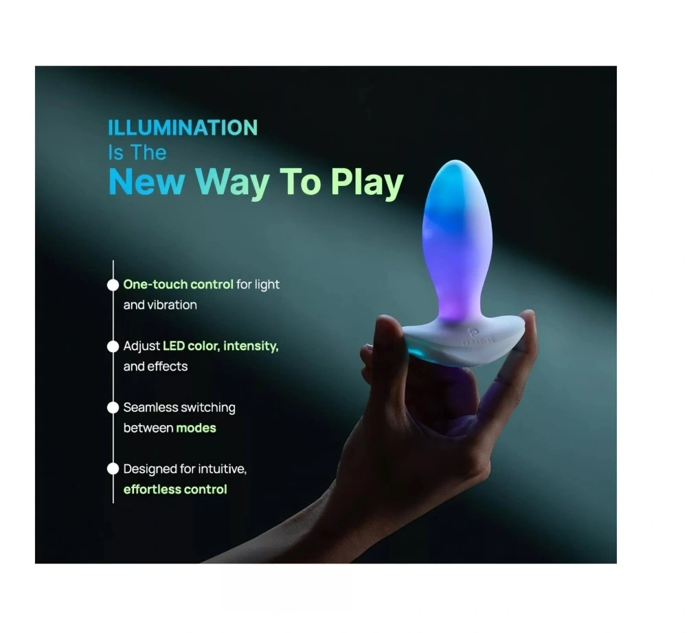 Dop Anal Paradise Illumination The Plug, Control Aplicatie Mobila, Lumina Led, Silicon, USB Magnetic, Alb, 10.8 cm, #6, Erotic24.ro