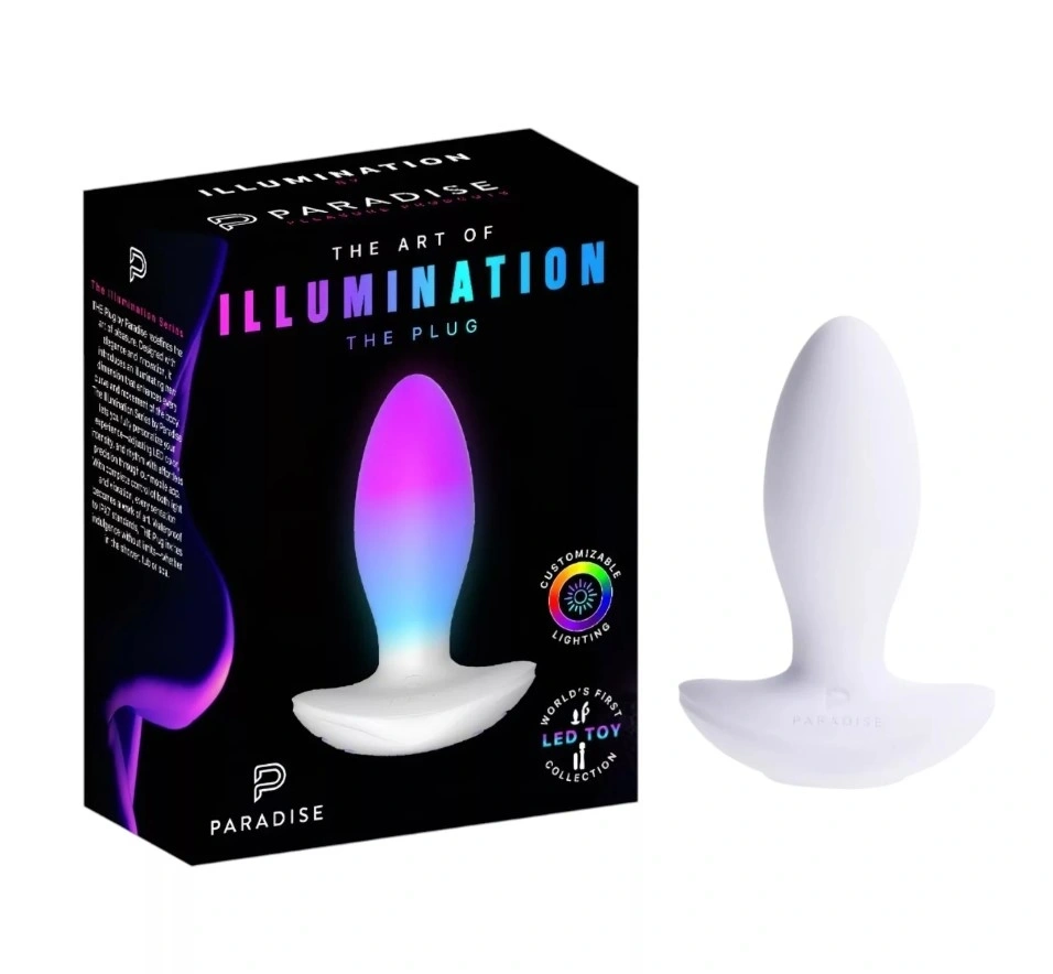 Dop Anal Paradise Illumination The Plug, Control Aplicatie Mobila, Lumina Led, Silicon, USB Magnetic, Alb, 10.8 cm, #1, Erotic24.ro