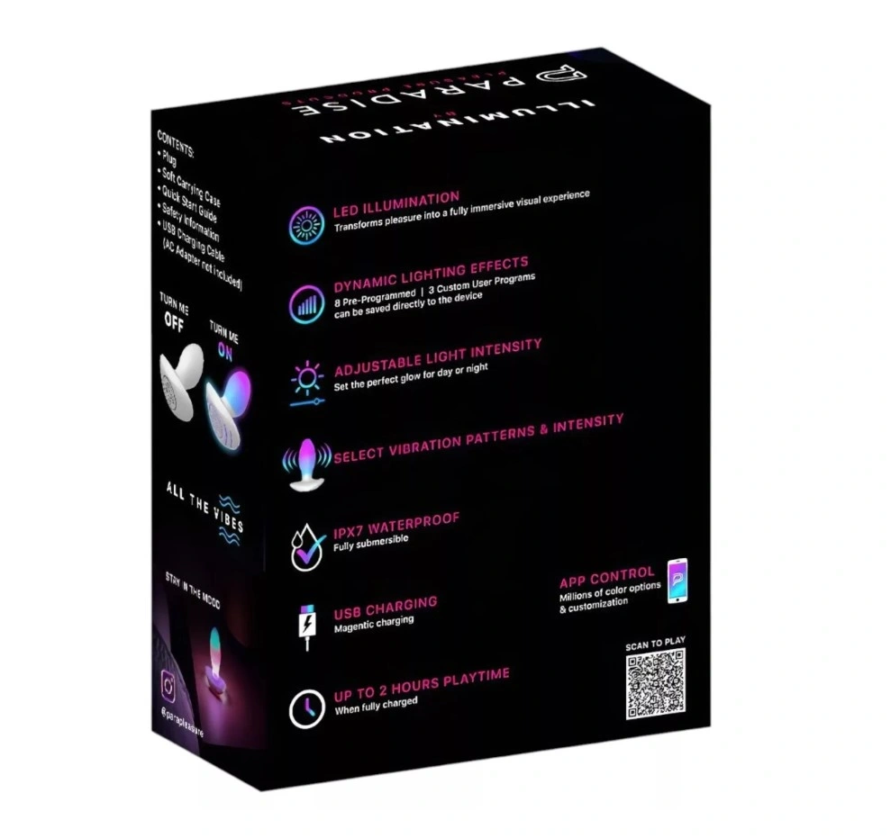 Dop Anal Paradise Illumination The Plug, Control Aplicatie Mobila, Lumina Led, Silicon, USB Magnetic, Alb, 10.8 cm, #7, Erotic24.ro