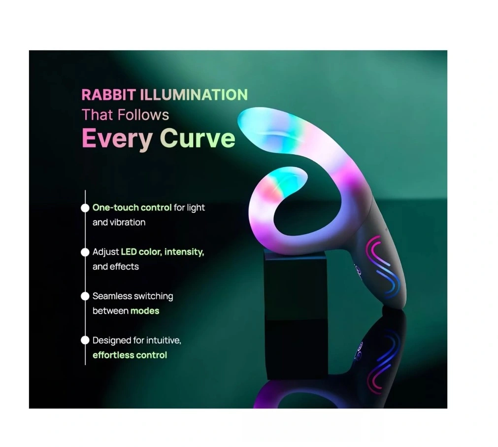 Vibrator Paradise Illumination The Rabbit , Control Aplicatie Mobila, Lumina Led, Silicon, USB Magnetic, Alb, 21.6 cm, #5, Erotic24.ro