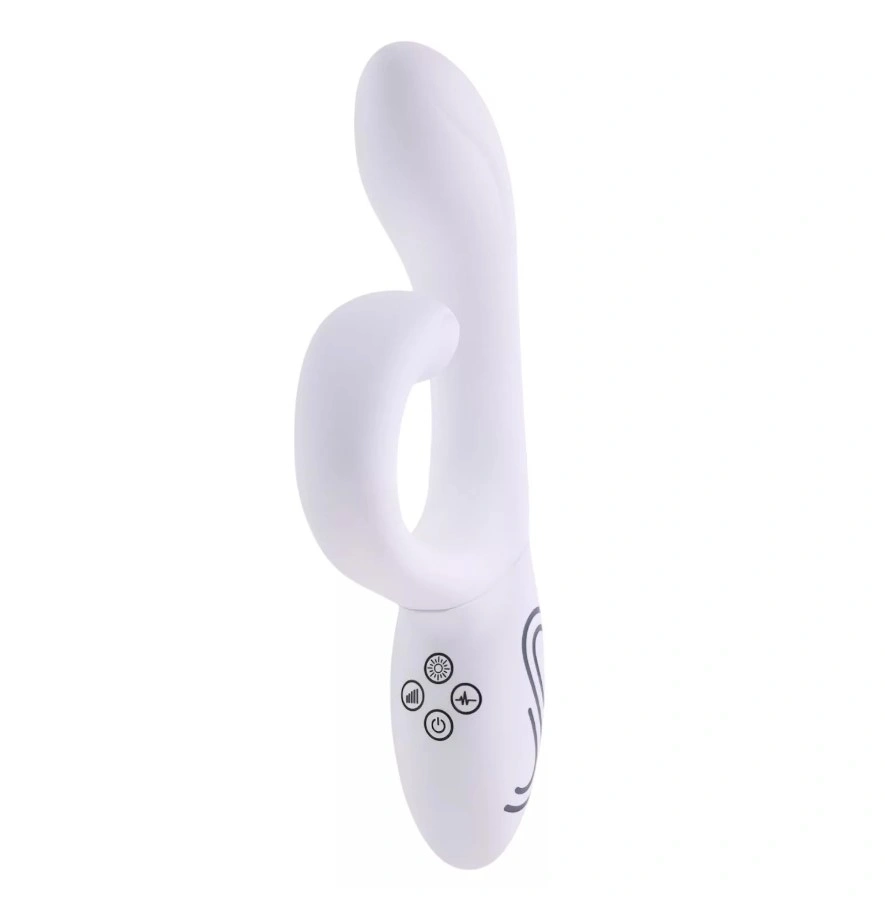 Vibrator Paradise Illumination The Rabbit , Control Aplicatie Mobila, Lumina Led, Silicon, USB Magnetic, Alb, 21.6 cm, #2, Erotic24.ro