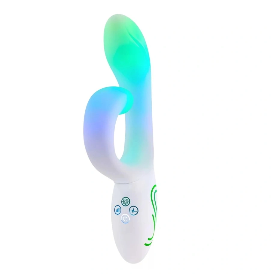 Vibrator Paradise Illumination The Rabbit , Control Aplicatie Mobila, Lumina Led, Silicon, USB Magnetic, Alb, 21.6 cm, #4, Erotic24.ro