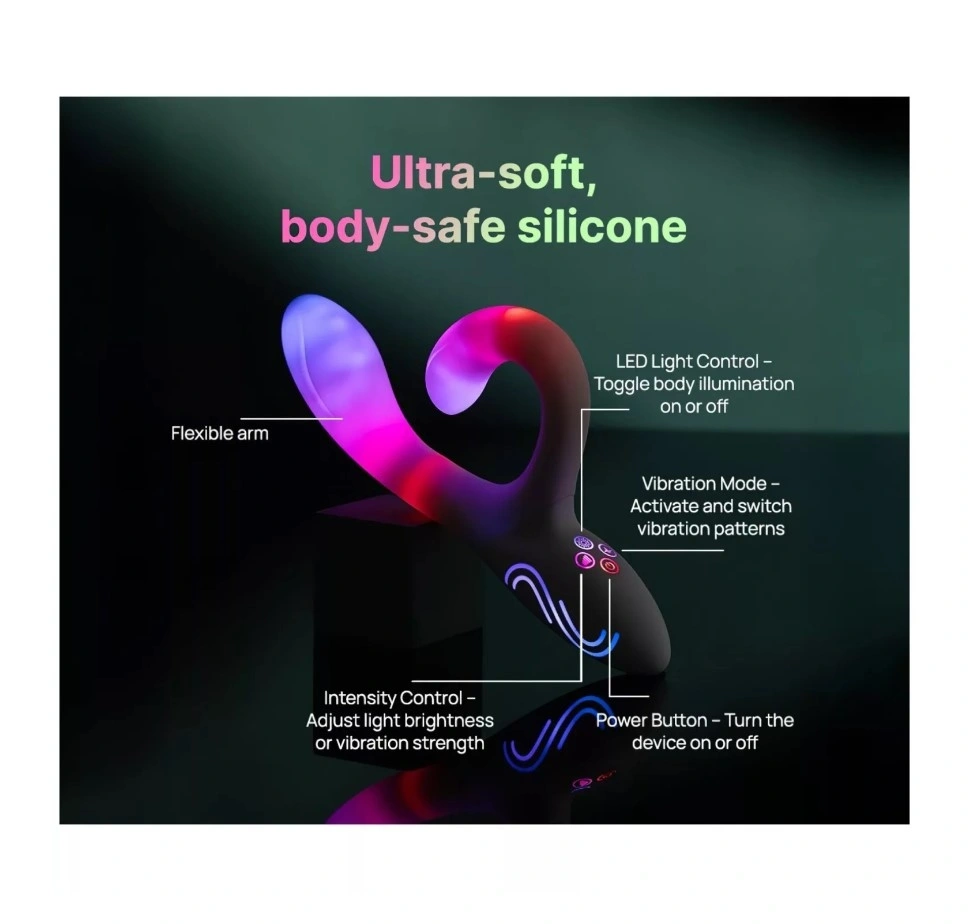 Vibrator Paradise Illumination The Rabbit , Control Aplicatie Mobila, Lumina Led, Silicon, USB Magnetic, Alb, 21.6 cm, #7, Erotic24.ro