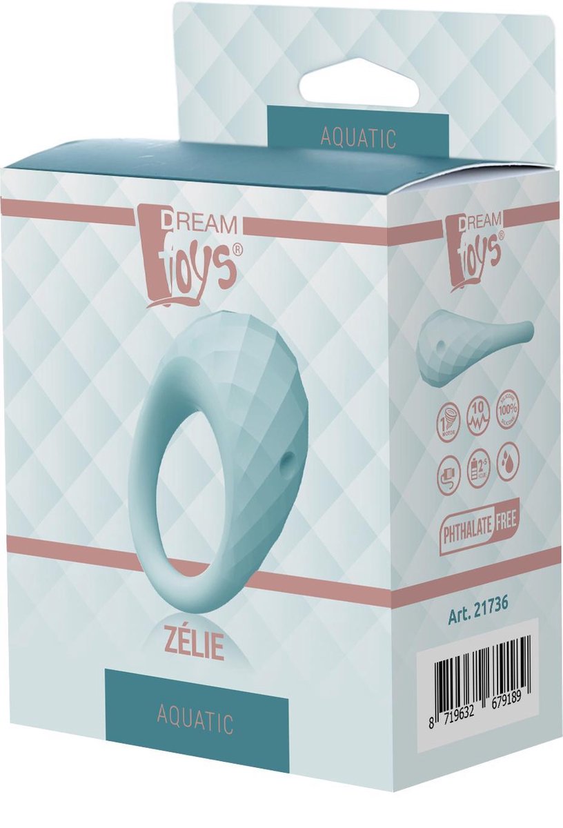 Inel de Penis Zelie Aquatic 10 Vibratii Silicon USB , #6, Erotic24.ro