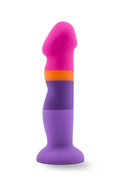 Dildo Avant Summer Fling cu Ventuza, Silicon Premium Platinat, Multicolor, 20.3 cm, #1, Erotic24.ro