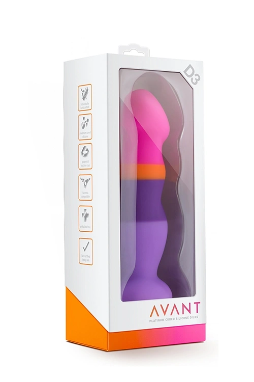 Dildo Avant Summer Fling cu Ventuza, Silicon Premium Platinat, Multicolor, 20.3 cm