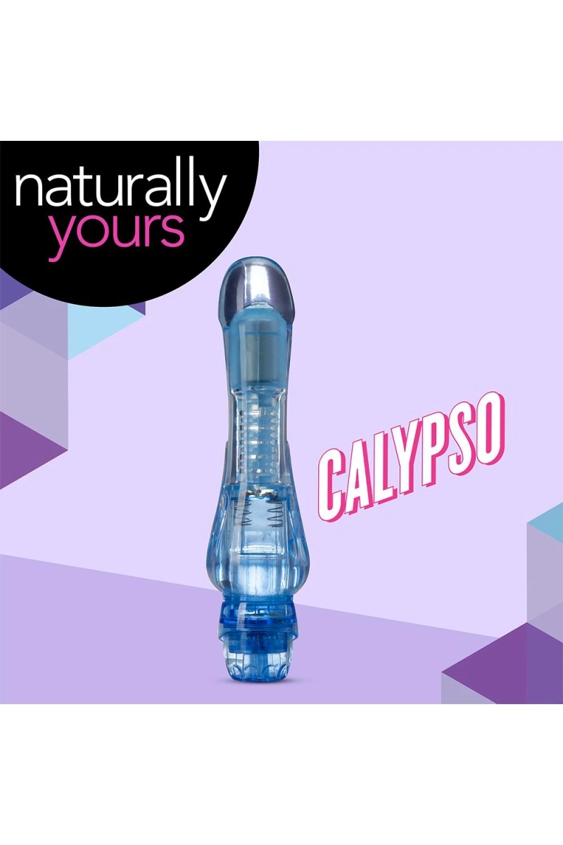 Vibrator Calypso Multispeed Naturally Yours, Albastru, TPE, 17.1 cm, Nr. 6, Erotic24.ro