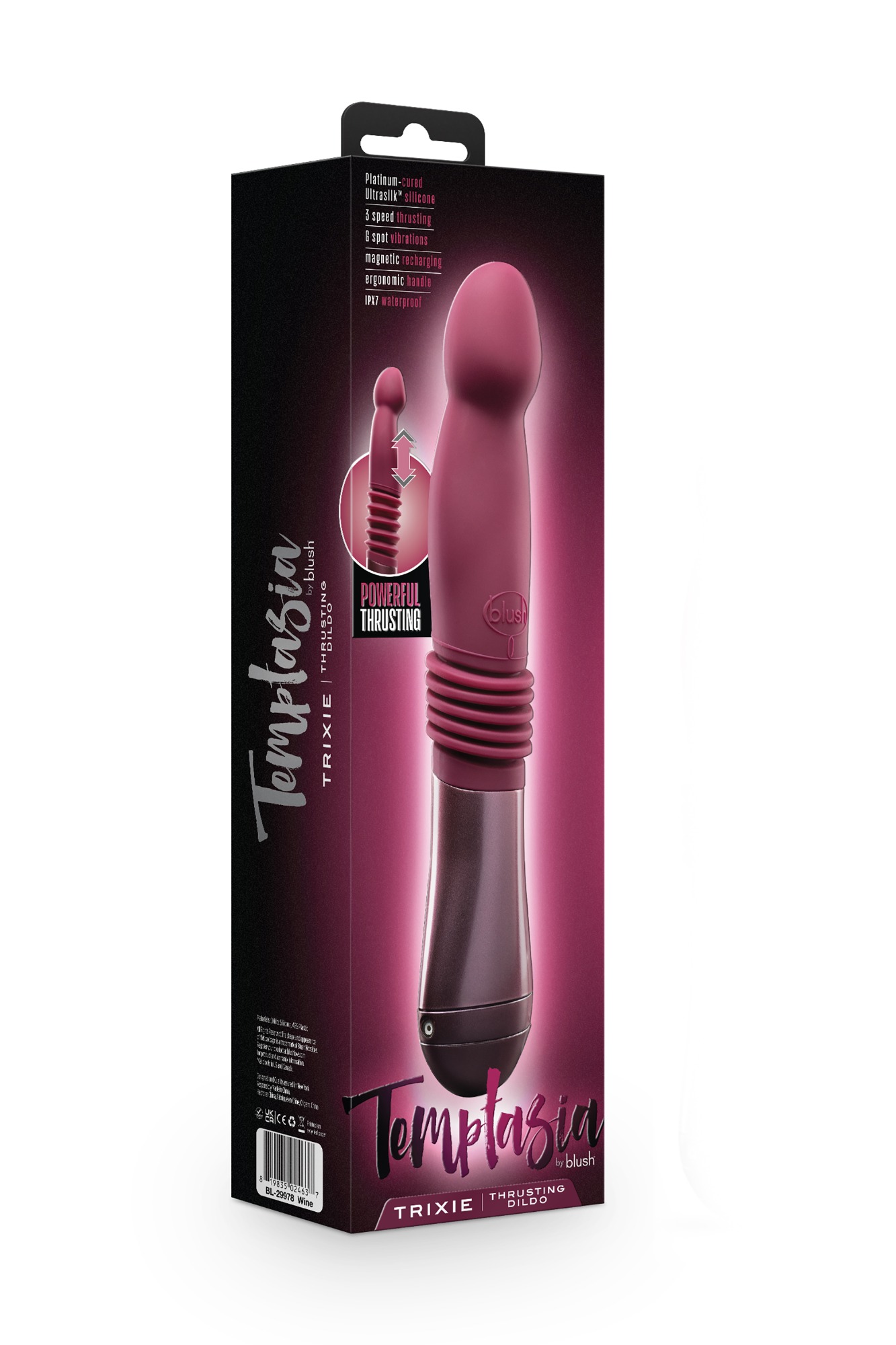 Stimulator Trixie Tempatasia Powerful Thrusting Silicon USB Wine  , #11, Erotic24.ro