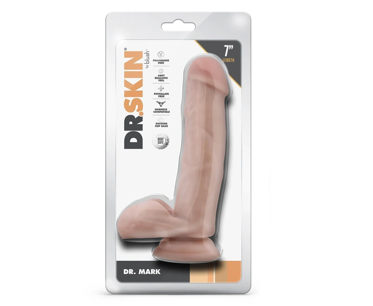Dildo Realist Dr. Skin Dr. Mark cu Ventuza, PVC, Natural, 17.7 cm, #3, Erotic24.ro