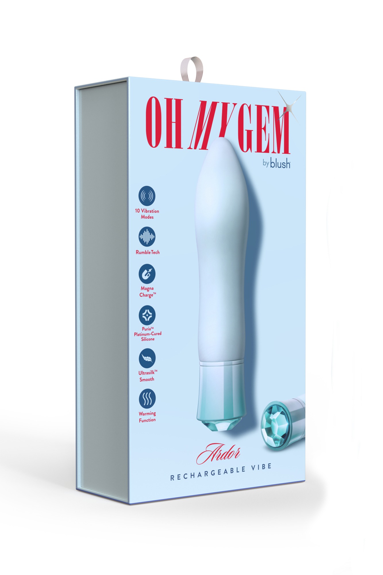 Vibrator Ardor Aquamarine, 10 Moduri Vibratii, Silicon, USB, IPX7, Albastru, 13.9 cm, #12, Erotic24.ro