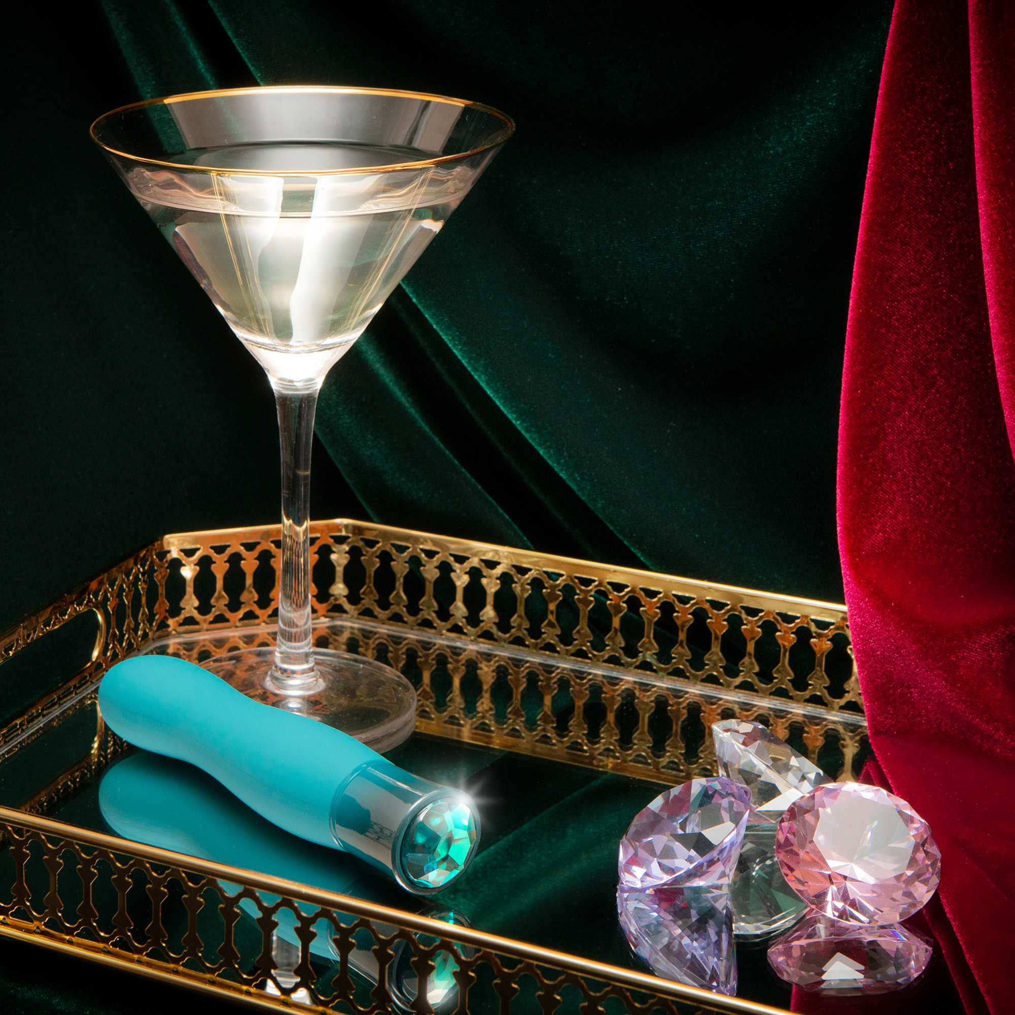 Vibrator Fierce Blue Topaz, 10 Moduri Vibratii, Silicon, USB, IPX7, Verde, 13.9 cm, #10, Erotic24.ro