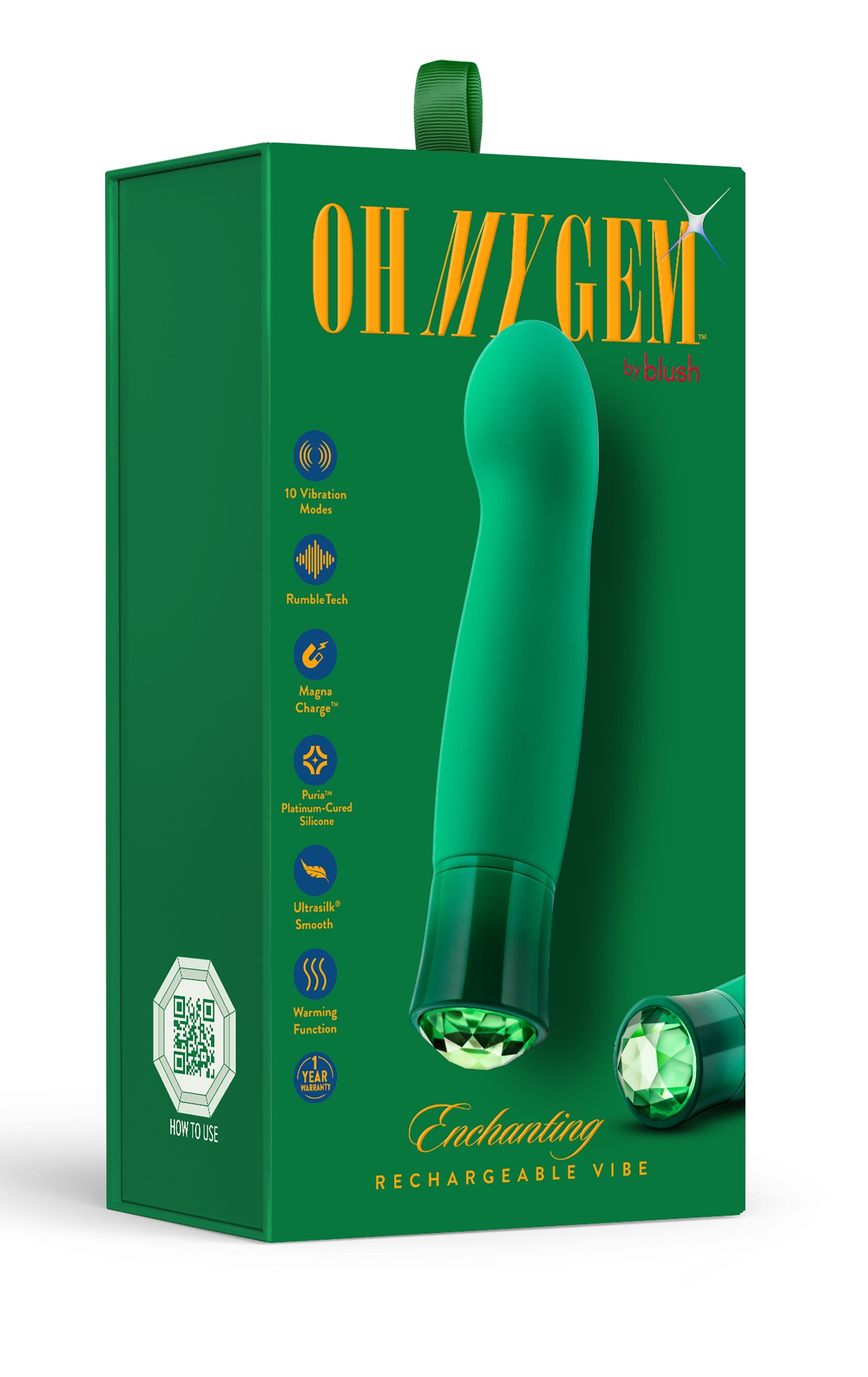 Vibrator Enchanting Emerald, 10 Moduri Vibratii, Silicon, USB, IPX7, Verde, 13.9 cm, Nr. 8, Erotic24.ro