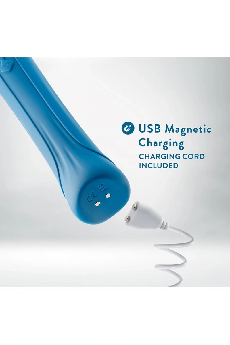 Vibrator Wand Dianna, 20 Moduri Vibratii, 5 Viteze, Silicon, USB Magnetic, Albastru, 31.1 cm, #10, Erotic24.ro