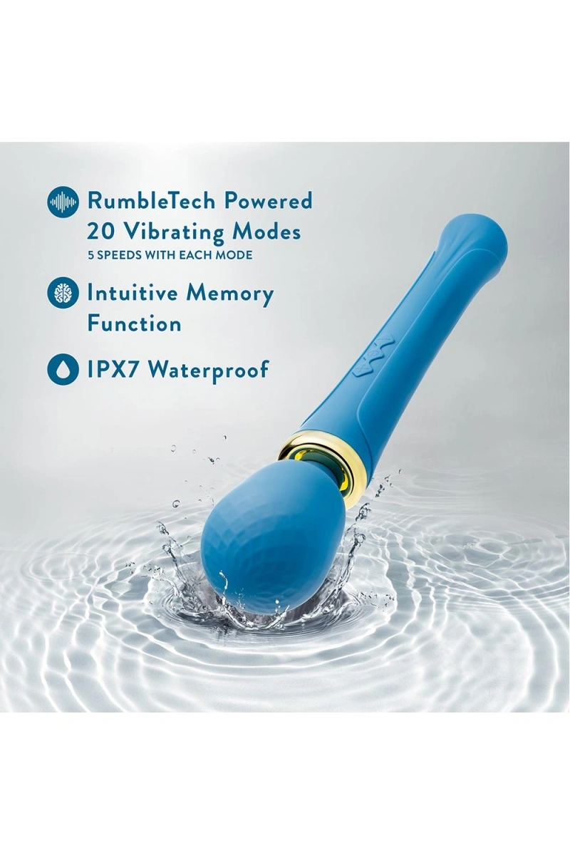 Vibrator Wand Dianna, 20 Moduri Vibratii, 5 Viteze, Silicon, USB Magnetic, Albastru, 31.1 cm, #8, Erotic24.ro