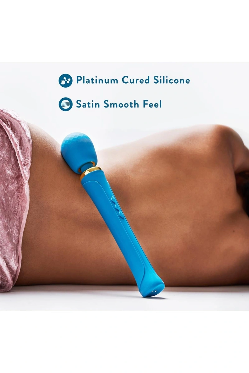 Vibrator Wand Dianna, 20 Moduri Vibratii, 5 Viteze, Silicon, USB Magnetic, Albastru, 31.1 cm, #11, Erotic24.ro
