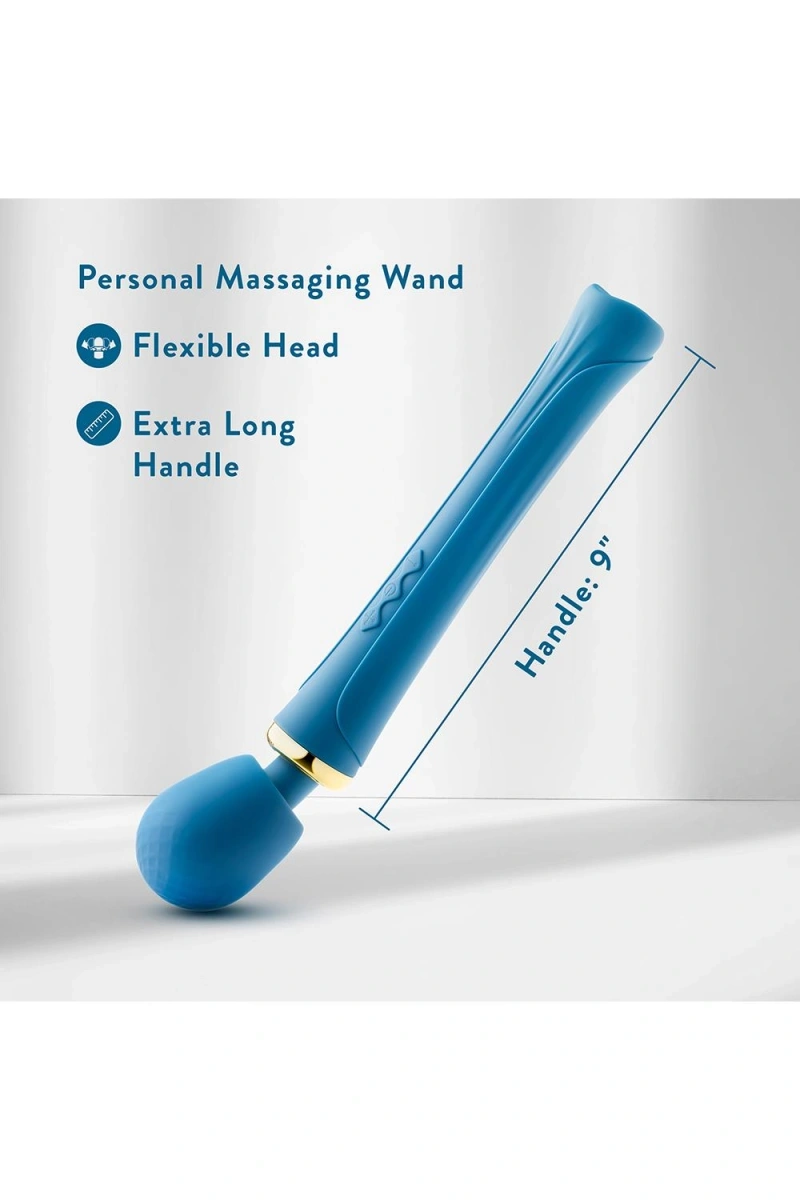 Vibrator Wand Dianna, 20 Moduri Vibratii, 5 Viteze, Silicon, USB Magnetic, Albastru, 31.1 cm, #9, Erotic24.ro