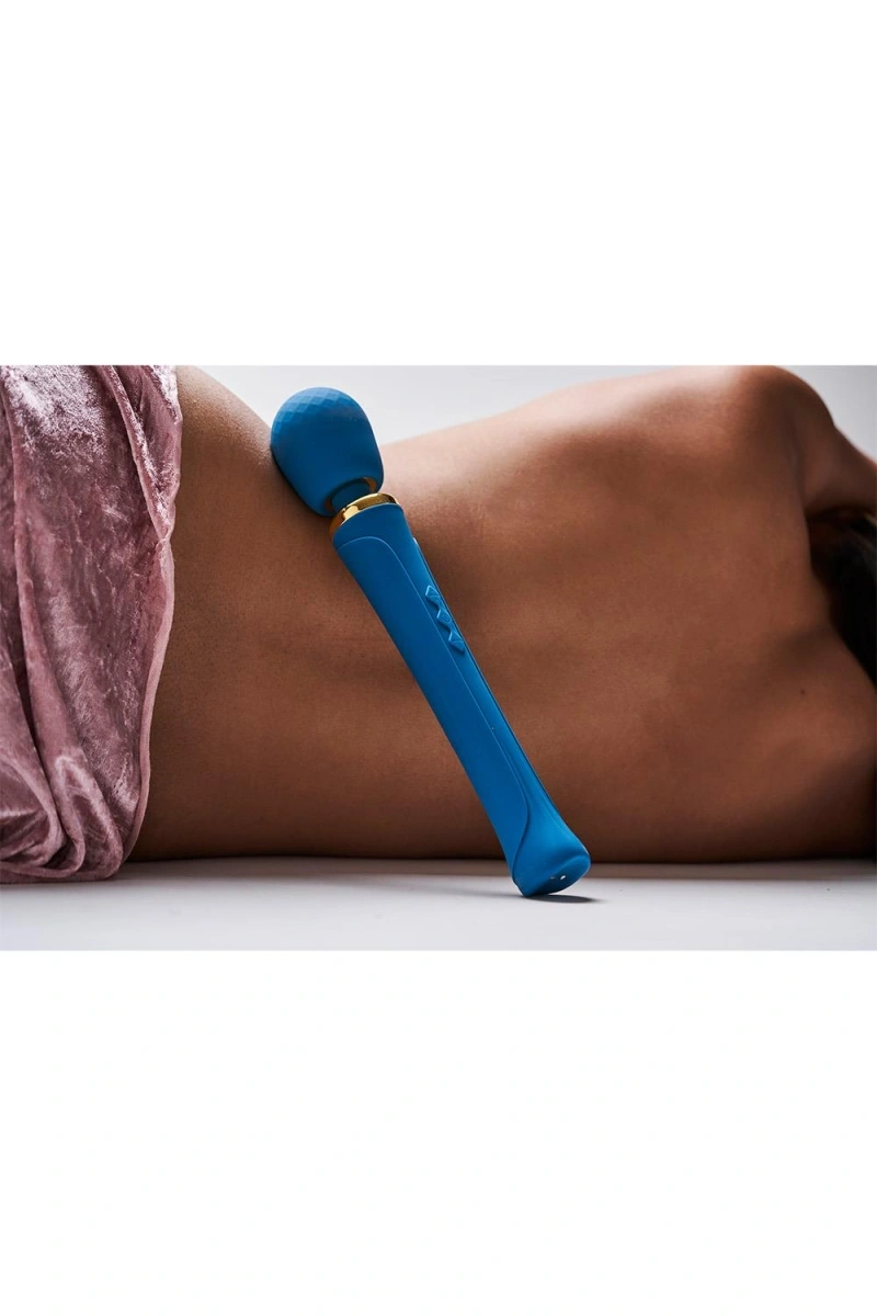 Vibrator Wand Dianna, 20 Moduri Vibratii, 5 Viteze, Silicon, USB Magnetic, Albastru, 31.1 cm, #12, Erotic24.ro