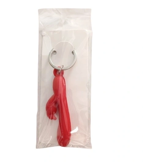 Breloc sub Forma de Vibrator Iepuras, Rosu, #1, Erotic24.ro