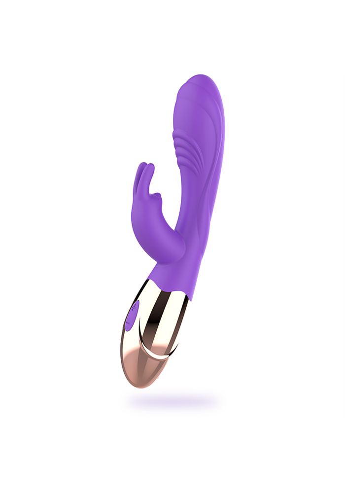 Vibrator Rabbit Viora 10 Moduri Vibratii Silicon USB Mov/Auriu 19.5 cm, #2, Erotic24.ro