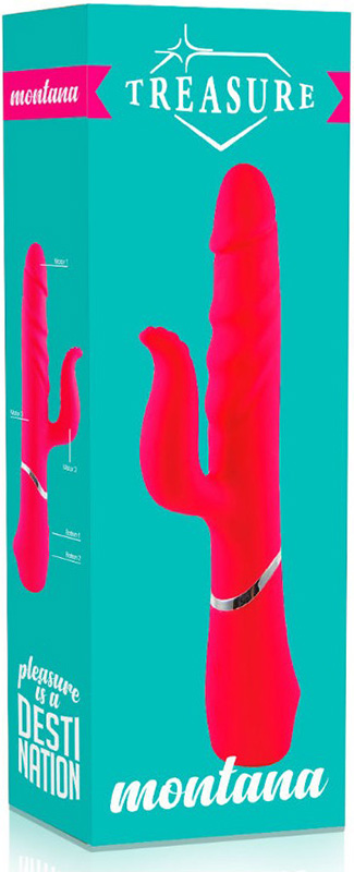 Vibrator Iepuras Treasure Montana, 7 Moduri Vibratie, Silicon, USB, Roz, 25 cm, #3, Erotic24.ro